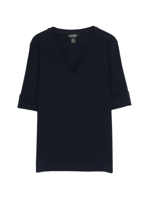 Lauren Ralph Lauren cuffed V-neck T-shirt Blue 200815843
