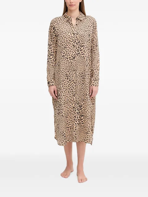 DKNY leopard-print button-down midi nightdress Brown YI00099