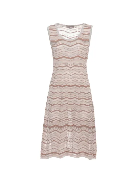 D.Exterior zigzag sleeveless midi dress Neutrals 62471A5CONC