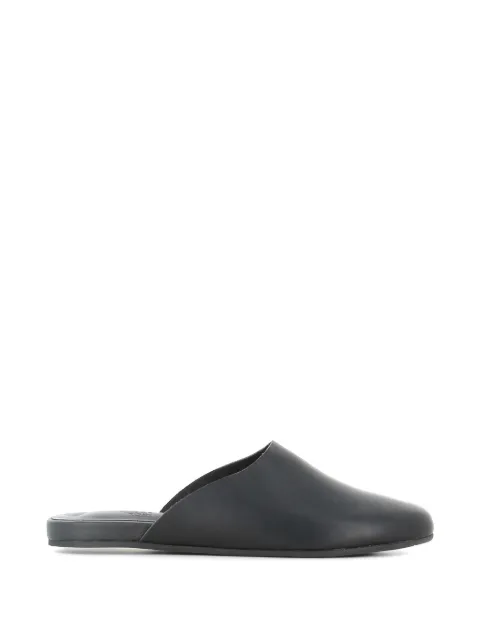 Ancient Greek Sandals leather flat mules Black THESLIPPEROPAQUE