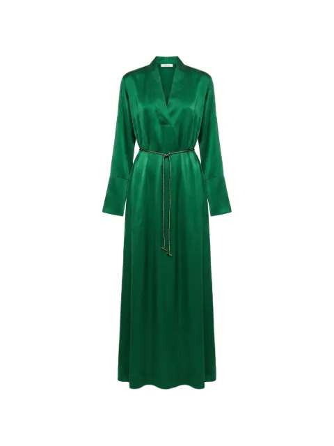 Danamé belted V-neck satin-finish midi dress Green 626SS6649S