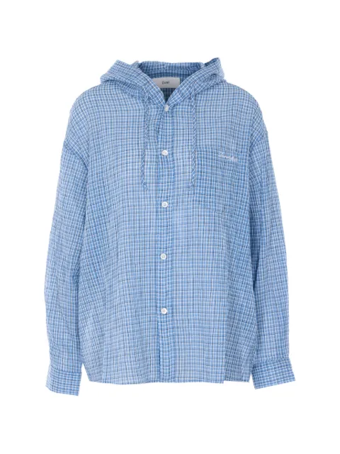 DUNST hooded checked-pattern shirt Blue UDSH6A107B1