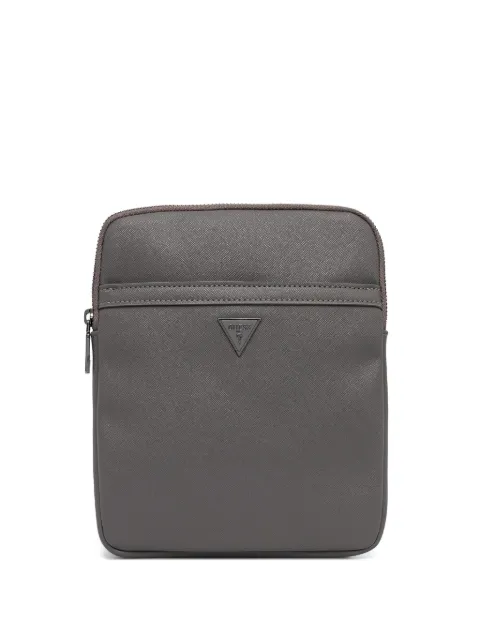 GUESS USA logo-plaque cross-hatch messenger bag Grey HMECSAP3123