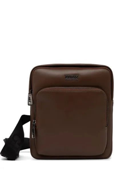 GUESS USA Boston logo-plaque zip-around cross body bag Brown HMBOCAP5323