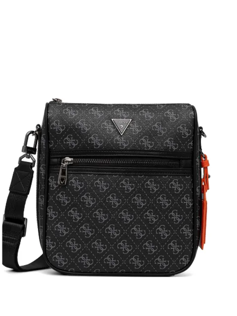 GUESS USA monogram-print logo-plaque messenger bag Black HMMILOP5417