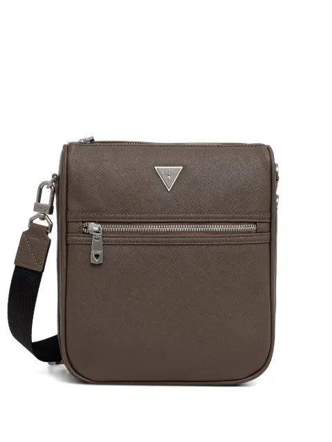 GUESS USA Milano logo-plaque zip messenger bag Brown HMMISAP5417