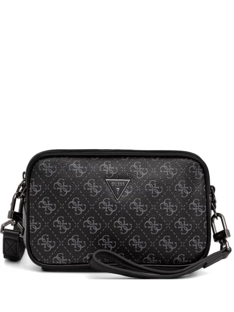 GUESS USA Milano monogram-print quilted messenger bag Black HMMILOP6150