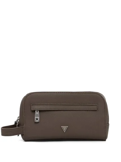 GUESS USA small Milano double-zip logo wash bag Brown PMMISAP6161