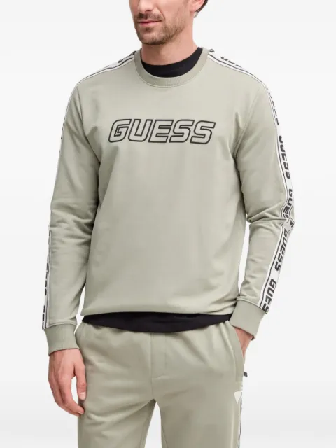 GUESS USA logo-print side-stripe sweater Green Z4GQ24K6ZS1