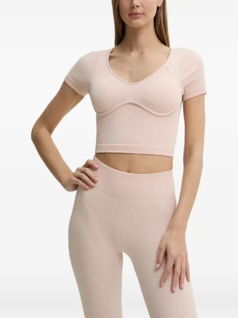 GUESS USA ribbed V-neck top Pink V5RP06Z3KH0