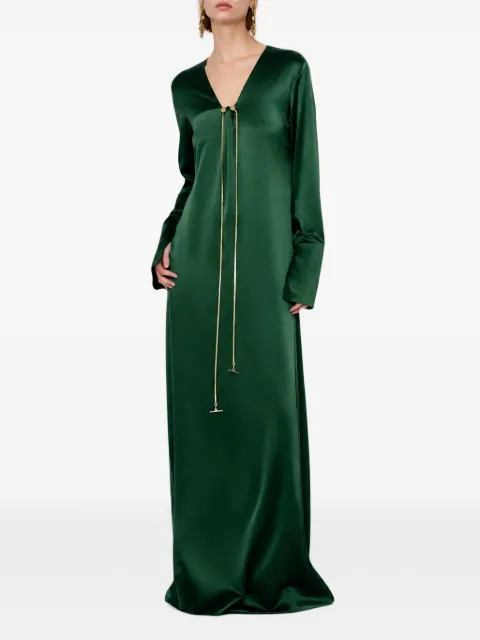 Danamé chain-detail long-sleeve maxi dress Green 626SS6652S