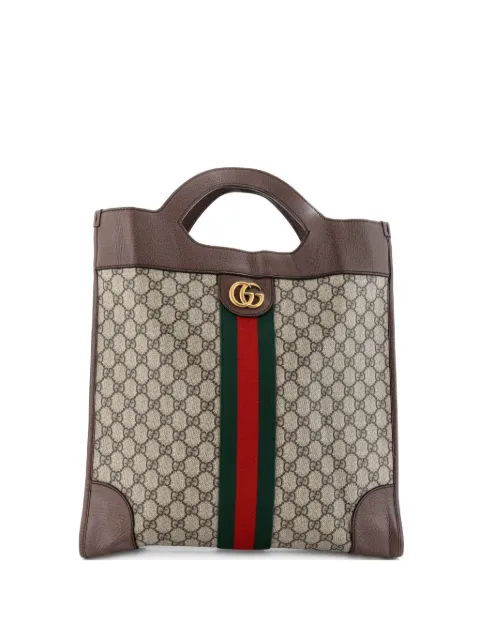 Gucci Pre-Owned Ophidia Cut Out Handle Bag GG Coated Canvas with Leather Large satchel Brown BAZBAJ7PKS85XVVA