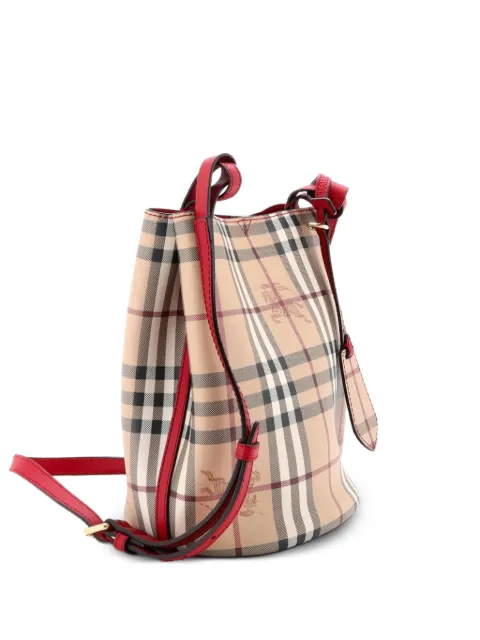 Burberry Pre-Owned Lorne Haymarket Coated Canvas Small bucket bag Brown Y6B1ZU8NE4Z72JSE