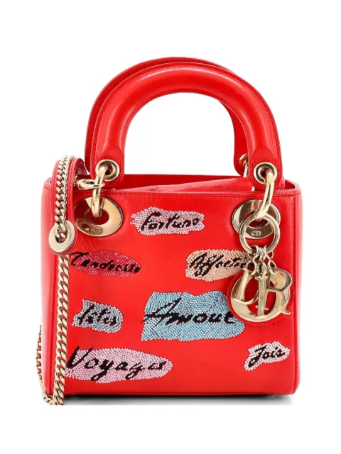 Christian Dior Pre-Owned Lady Dior Chain Bag Beaded Leather Mini shoulder bag Red CQRTMTKV90LUNX8H