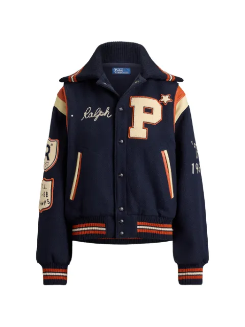 Polo Ralph Lauren patch-detail panelled bomber jacket Blue 211B16685001