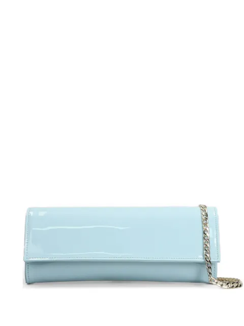 Castagna patent-finish chain-strap clutch bag Blue CLUTCH