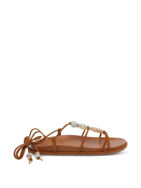 Stuart Weitzman beaded wrap sandals Brown SN694MAJORCAWRAPSUEYVY