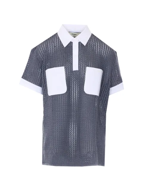 FENDI open-knit polo top Grey FZXE65AW4N