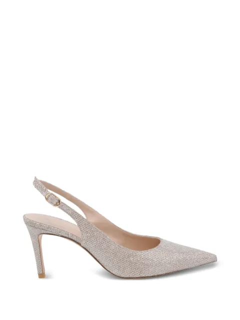 Stuart Weitzman Stuart Power slingback pointed toe pumps Silver SL038STAURTPOWERSLINGBACK75NENQ24