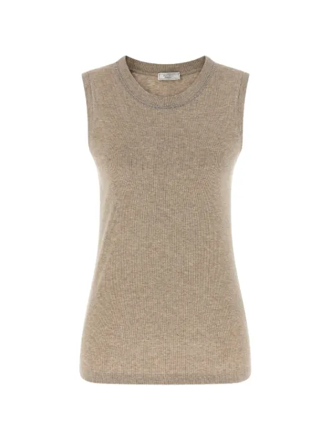 Peserico Punto Luce ribbed crew neck top Neutrals A08700J002351949