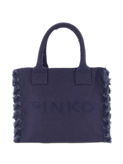 PINKO frayed lettering medium tote bag Blue 106673A3A4
