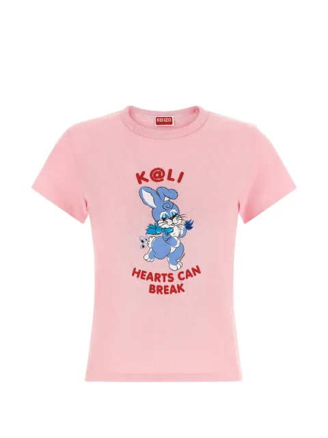 Kenzo cartoon-print ribbed T-shirt Pink FG52TS2224SK