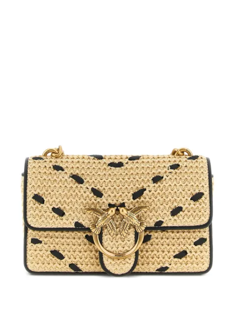 PINKO Love One Light chevron raffia small crossbody bag Neutrals 104550A1RL