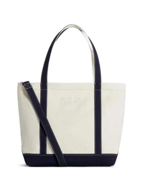 Maison Kitsuné piped logo tote bag Neutrals QU05104WB0050