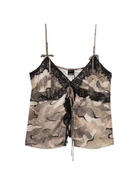 PINKO camouflage top with lace Neutrals 107605A3MY