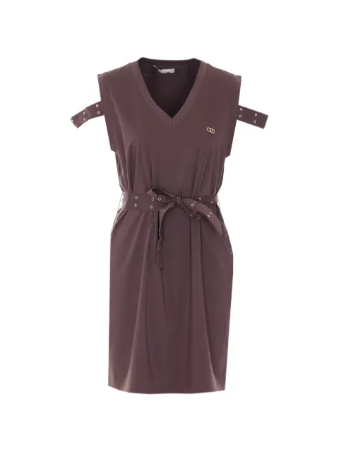 LIU JO V-neck belt dress Brown TA6127TS92291015