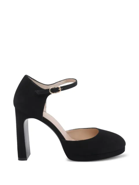 Stuart Weitzman Babette round toe buckle pumps Black SM973BABETTEPLATFORMPUMPSUEBLK