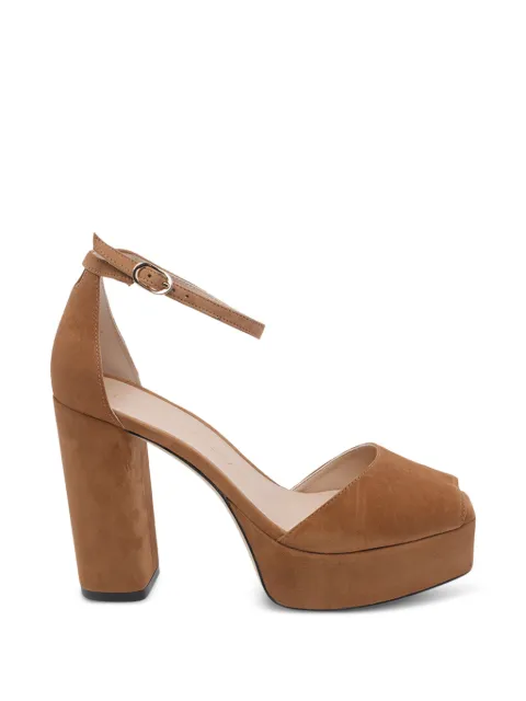 Stuart Weitzman platform ankle strap pumps Brown SN123SABRINAANKLESTRAPPLATFORMSUEQPI