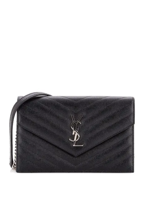 Saint Laurent Pre-Owned Classic Monogram Wallet on Chain Matelasse Chevron Leather Small crossbody bag Black HMYK5Q8OQI3ICYZW