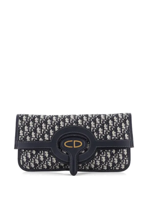 Christian Dior Pre-Owned Fold Over Oblique Canvas clutch bag Blue 8UF8YPAV0UEO6GL8
