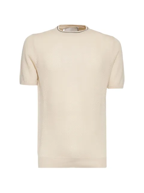 AMARANTO round-neck openwork T-shirt Neutrals B9AB0054