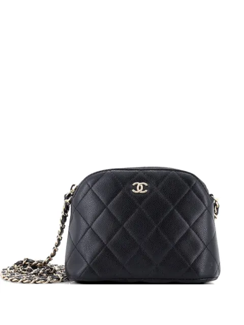 CHANEL Pre-Owned CC Dome Zip Clutch with Chain Quilted Caviar Mini crossbody bag Black 0HTV8PCBDGDZIZRM
