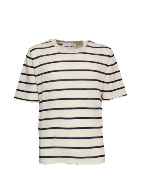AMARANTO striped crewneck T-shirt Neutrals B9AB0028