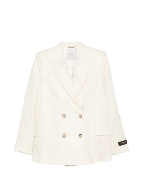 ERMANNO FIRENZE double-breasted embroidered blazer Neutrals D48EI023ER3