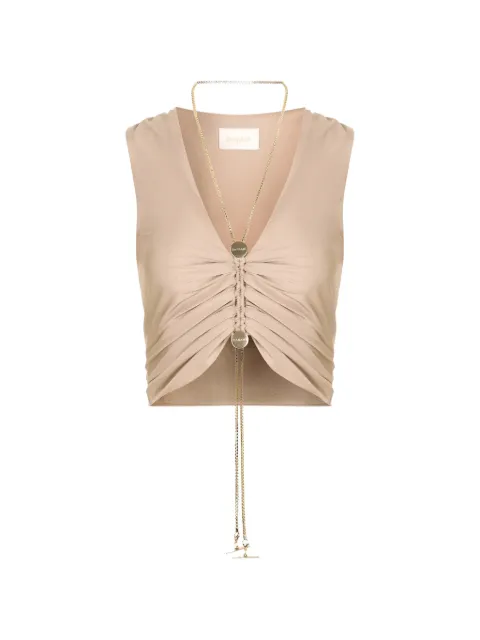 Danamé gathered V-neck top Neutrals 725SS7612W