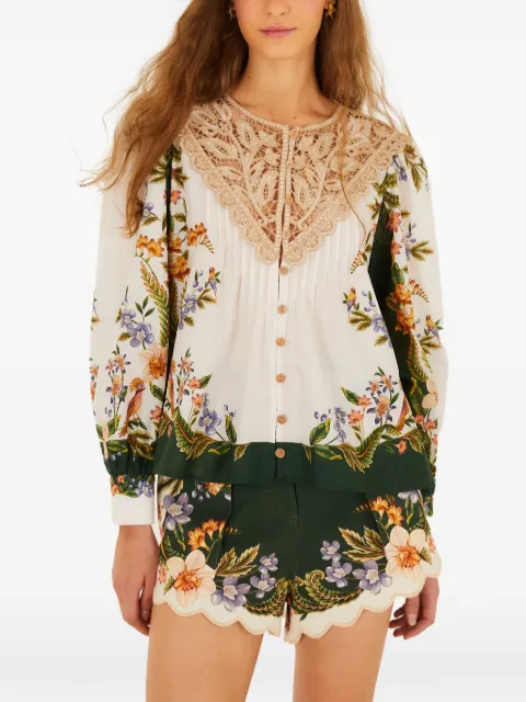 FARM Rio floral lace blouse Neutrals 348372