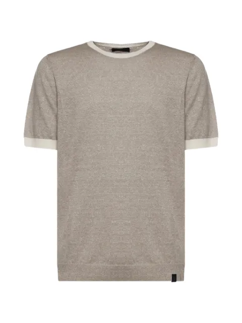 Fay ribbed-trim crew-neck T-shirt Neutrals NMMC1522420WYK