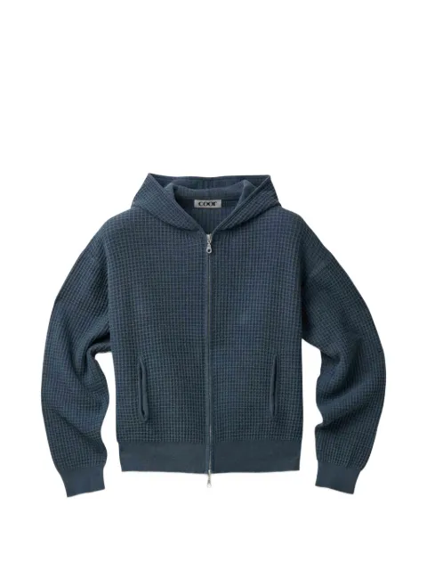 COOR waffle-knit zip-up hoodie Blue CXG2KT08WDN
