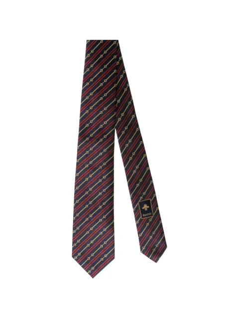 Gucci striped horsebit-pattern tie Blue 836E15