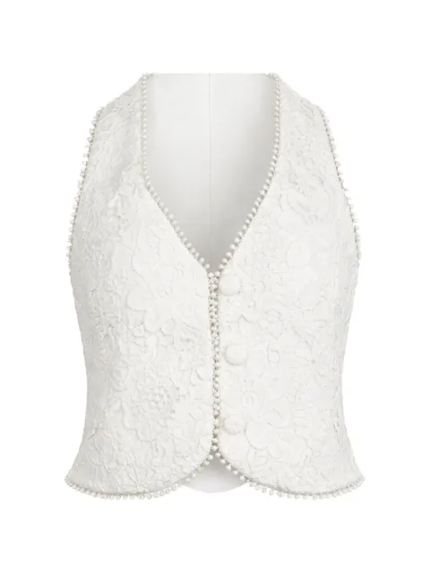 Waimari floral lace button vest White T217LCW