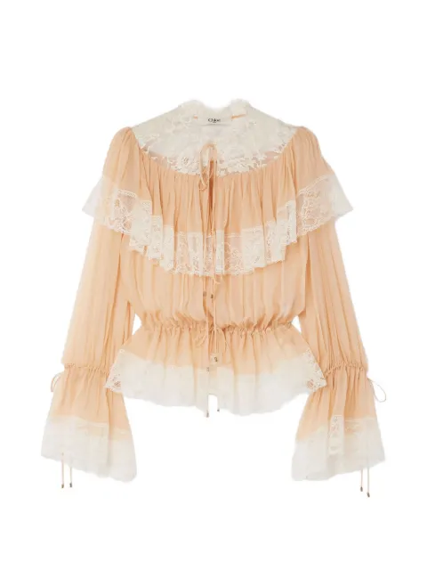Chloé lace ruffled top Neutrals CH25WHT25001