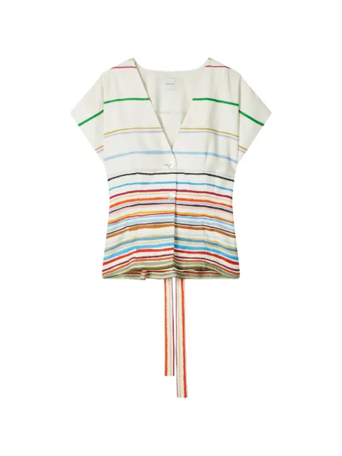 Paul Smith signature-stripe tie-waist top Neutrals W1R387MV11231