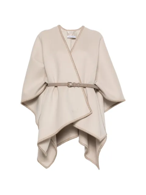 Max Mara Colomba belted blanket-stitch poncho Neutrals 2624546121600