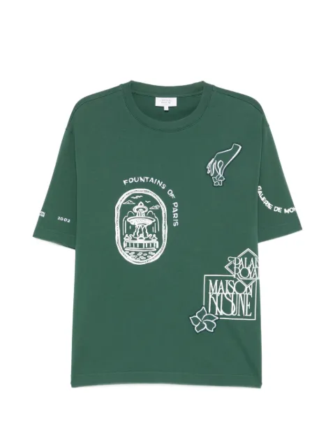 Maison Kitsuné Art Nouveau stamp-print T-shirt Green QM00107KJ0119