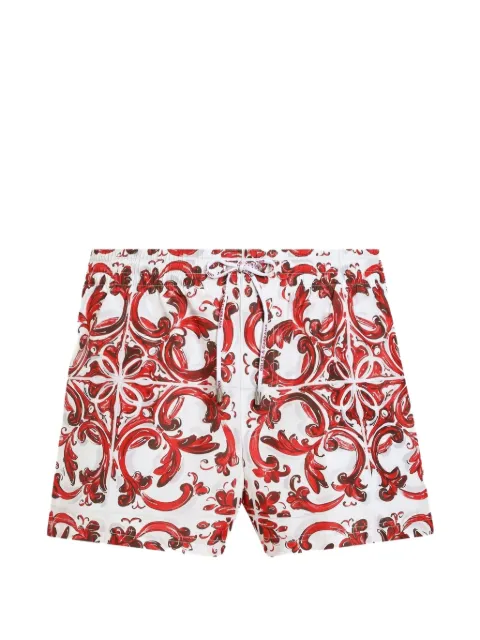 Dolce & Gabbana Majolica-print short swim boxer shorts White M4A06TFSSLO