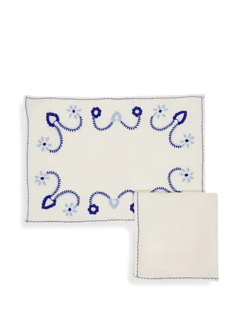 HOUSE OF CAPRICORN floral-embroidered placemat set Neutrals 90053BLUOS